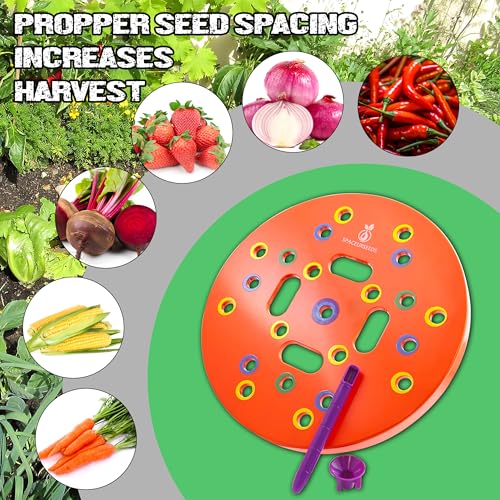 Seed Spacer Tool Bundle with Row Seeder for Pots, Trays and Raised Beds Kit | Color-Coded Layout | Even Placement | Quick Soil Imprints | Reusable Design | Beginner Friendly