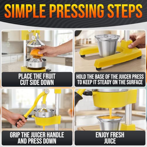 Cast Iron Juicer Hand Press, Heavy-Duty Squeezer (Yellow) - color: Yellow