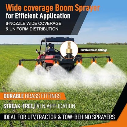 Boom Sprayer Wand ATV Sprayers Kit with Fittings(Plastic,6 Nozzles) - color: Plastic