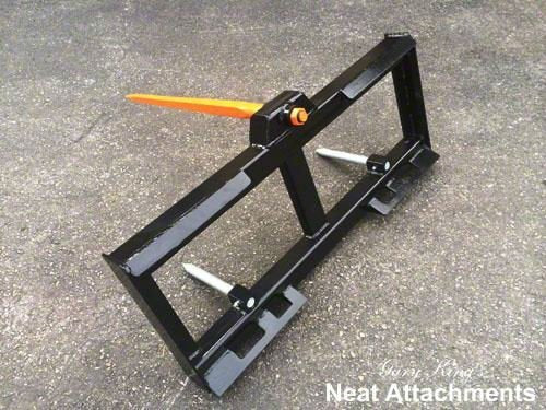 Skid Steer Attachment, 39" Hay Bale Spear & Stabilizer Spikes, Rated 3000 LB, Quick Attach - size: 39"