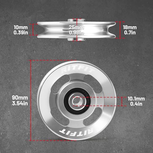 RitFit 90mm Aluminum Pulley Wheels, Power Rack Pulley Attachment - size: 10 pcs