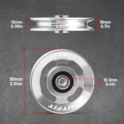 RitFit 90mm Aluminum Pulley Wheels, Power Rack Pulley Attachment - size: 6 pcs