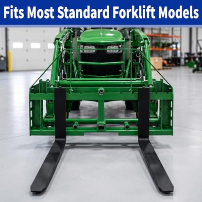 4000 LBS Rated Pallet Fork Attachment, 45" Quick Attach Frame with 48" Fork Blades, 3 Spear Sleeves & 2" Hitch Receiver, Heavy Duty Fork Set Compatible with John Deere Tractor Loaders