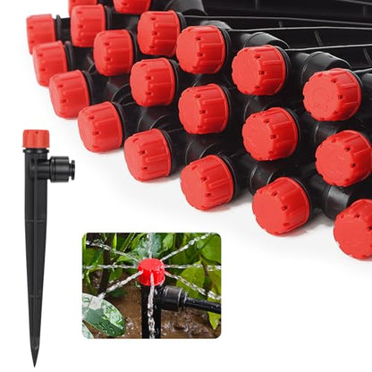 60 Pcs Quick-Connect Drip Irrigation Emitters for 1/4 inch Irrigation Tubing 360 Degree Adjustable Water Flow Drip Irrigation Heads Irrigation Drippers for Potted Plants Flower Raised Bed Vegetable - size: 60 Pcs Quick-connect Drip Emitters