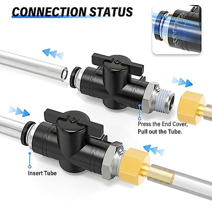 TAILONZ 1/4"ODx1/4"NPT Push-to-Connect Fitting Ball Control Valve 3Pcs - size: 1/4"OD x 1/4"NPT/3PCS