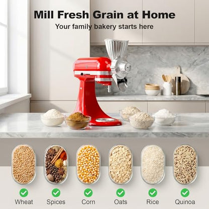 Grain Mill Attachment for KitchenAid, Food-Grade All-Metal 9 Levels