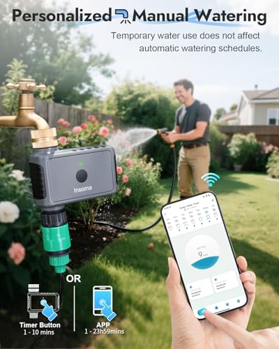 WiFi Water Timer Brass Inlet, 1-Zone Smart Hose Faucet Timer App & Voice Control via 2.4GHz WiFi, Sprinkler Timers w/Auto/Manual/Rain Delay Modes for Garden/Lawn, Works with Alexa & Google Assistant - size: 1 Zone-Metal-WiFi