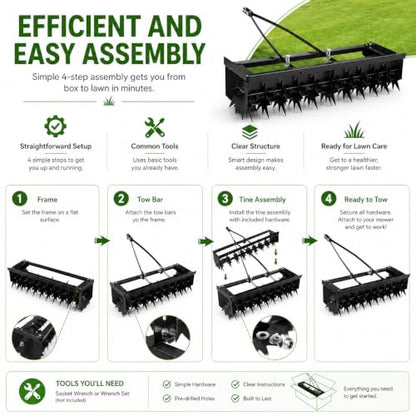 35-Inch Lawn Aerator Tow Behind with 8 Star Tines for Tractors and ATVs