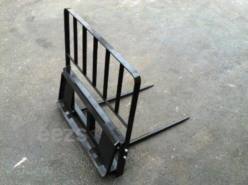 Skid Steer Attachment, 2 x 49" Hay Bale Spear w/Guard-WD, Rated 3000 LB, Quick Attach - size: 2 x 49" W/ Guard