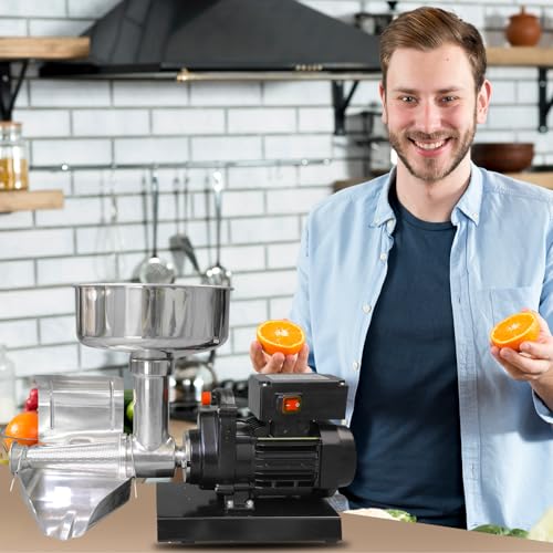 SQUEEZE master Electric Stainless Steel Jam Maker – Commercial Food Strainer & Sauce Maker with Adjustable Trough, Quiet Operation – Soft Fruit Processing Machine for Home & Restaurant Use