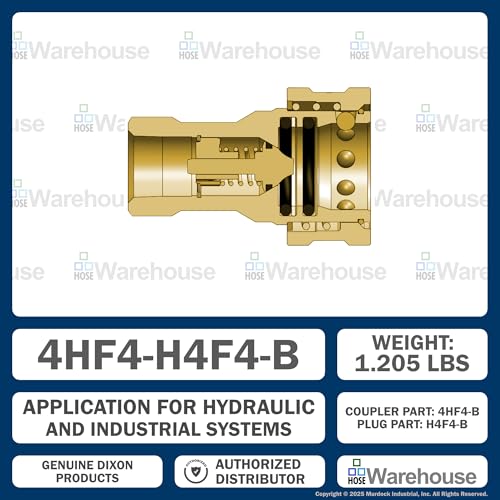 Genuine Dixon H-Series 1/2" ISO-B Hydraulic Quick Disconnect Kit - (1ct.) 4HF4-B | (1ct.) H4F4-B | (2ct.) 4HDP-H4DC – Brass | Female NPTF QDC | 3000 PSI Working Pressure (1/2" x 1/2" FNPTF) - size: 1/2" x 1/2" FNPTF