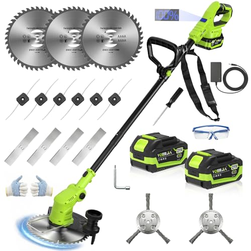 21V Cordless Weed Wacker String Trimmer Brush Cutter 2 Batteries