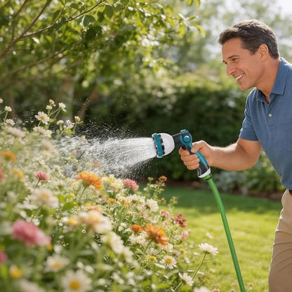 Besiter Garden Hose Nozzle, Hose Sprayer Nozzle with 10 Spray Patterns, Thumb Control On Off Valve,2 Pack High Pressure Metal Water Hose Nozzle for Car Wash, Plants, Pets & Outdoor Cleaning Blue Green - color: GreenBlue