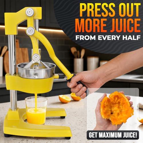 Cast Iron Juicer Hand Press, Heavy-Duty Squeezer (Yellow) - color: Yellow