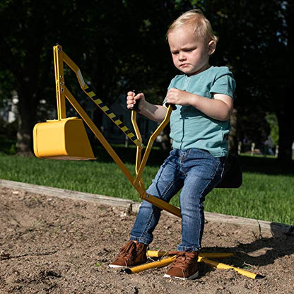 Fat Brain Toys Crane Digger - Metal Sandbox Excavator with Seat for Ages 3+