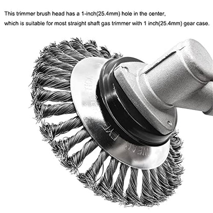 MOCW 8inch Rotary Steel Wire Wheel Weed Brush Blade Trimmer Head Cutter Replacement for Husqvarna, Stihl, Ego, Oregon, and Hitachi Straight Shaft Trimmers