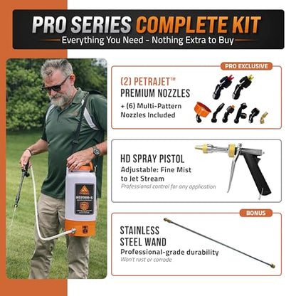 PetraTools HD2000-S Battery Powered Garden Sprayer 2 Gallon 9 Spray Nozzles - size: 2 Gallon Pro Series