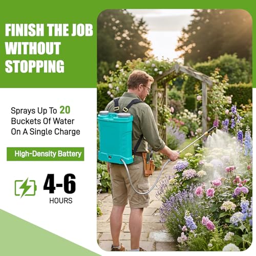 Battery Powered Backpack Sprayer, 5.3 Gallon, 12V 8Ah Battery, 100 PSI