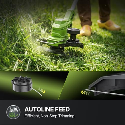 WORKIT 20V 3-in-1 Weed Eater/Edger/Mini Mower, Cordless Weed Wacker - size: 12 Inch-2*4.0Ah Battery