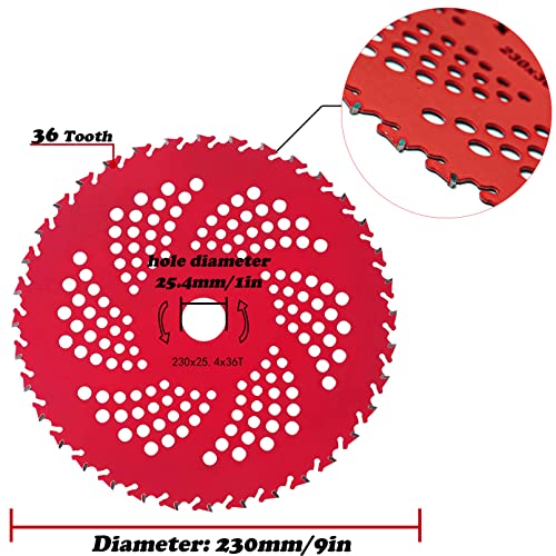 9" x 36 Teeth Weed Eater Blade & 10" x 3 Teeth Brush Cutter Blade - color: Red+Black