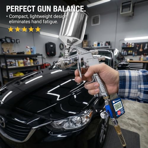 LE LEMATEC Digital Paint Gun Air Regulator with LED Gauge, 1/4 NPT - style: Pro Digital Version