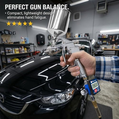 LE LEMATEC Digital Paint Gun Air Regulator with LED Gauge, 1/4 NPT - style: Pro Digital Version