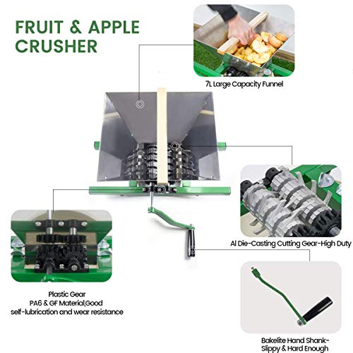 Fruit Wine Press and Crusher,100% Nature Apple&Grape&Berries Crusher Manual Juice Maker for Kitchen