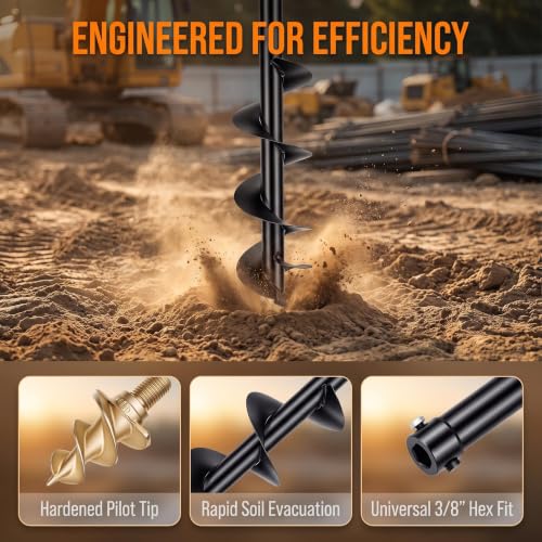 Hydraulic Auger Bit, 8''/200mm Mini Excavator Auger Drill for 0.8 to 2 Tons