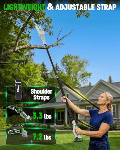 CEEPUY 2-in-1 Brushless Electric Pole Saws for Tree Trimming,6 Inch Cordless Mini Chainsaw with Extension Pole and 2 x 4000mAh Batteries, Pole Chain Saw Gift for Men Dad Husband Fathers Gardener 2026 - size: Warm Gray 6-inch