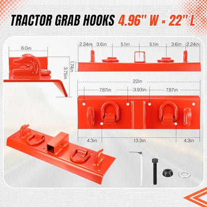GarveeTech Tractor Grab Hooks,Heavy Duty Bolt On Compact Tractor Bucket Hooks 2 in Receiver Compatible with John Deere 1025R 2320 2520 2720 2025R 2032R 2038R 3032E 4010 4100 4110 4115 (4100Z)