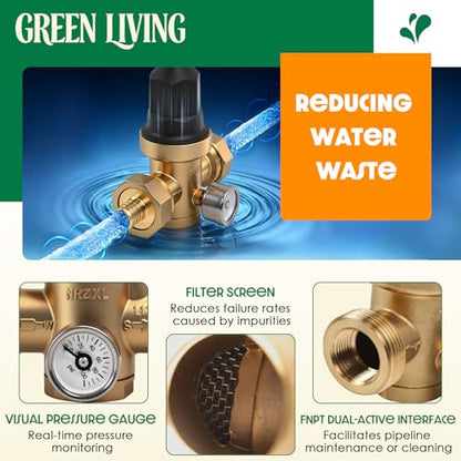 Upgraded 3/4" Water Pressure Regulator, For Residential or Commercial Use