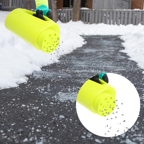 Handheld Spreader Set with Scoop & Gloves for Seed, Salt, De-icer,Green - color: Green