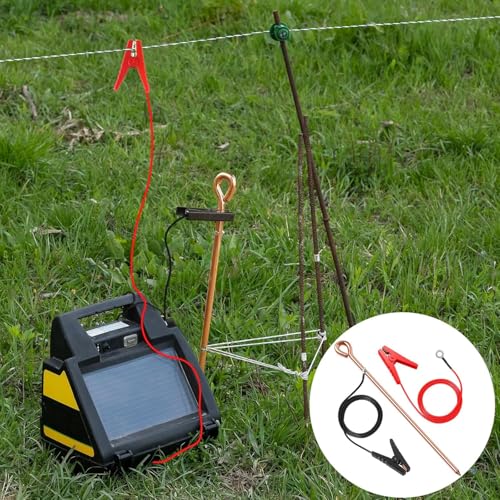 Electric Fence Wire Connect The Energizer and Electric Fence Charger Solar Fence Charger Solar Powered Electric Fence, Solar Electric Fence (6FT(Wire+Grounding Rod)) - style: 6FT(Wire+Grounding Rod)