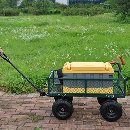 Garden Dump Cart - Large Capacity, Removable, Sturdy, Green, Outdoor Use - color: Green