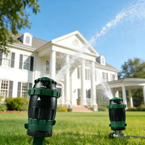 Hourleey 2 Pack Gear Drive Sprinkler for Yard, Heavy Duty 5-Pattern 360 Degree Rotary Water Sprinkler with Spike Base, Durable Lawn Sprinkler with 3/4 Inch Adapters for Large Area Garden - size: 2 Pack