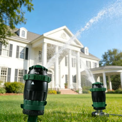 Hourleey 2 Pack Gear Drive Sprinkler for Yard, Heavy Duty 5-Pattern 360 Degree Rotary Water Sprinkler with Spike Base, Durable Lawn Sprinkler with 3/4 Inch Adapters for Large Area Garden - size: 2 Pack