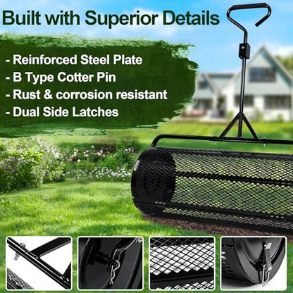 TEMFAR Compost Spreader 44 Inch Push/Tow Peat Moss Spreader - size: 44 Inch