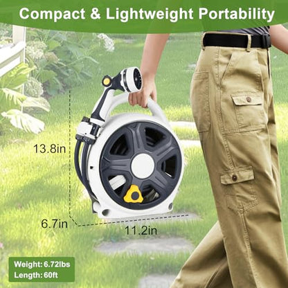 Retractable Garden Hose Reel, 1/2” x 60 ft Portable Hose Reel