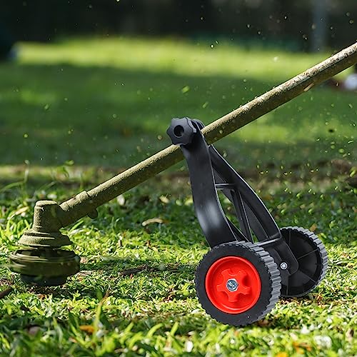 String Trimmer Wheel Attachment, Lawn Mower Auxiliary Wheel, Push Behind Weed Trimmer, Adjustable Support Wheels for String Trimmer Weedeaters Grass Cutter Brush Cutter Garden
