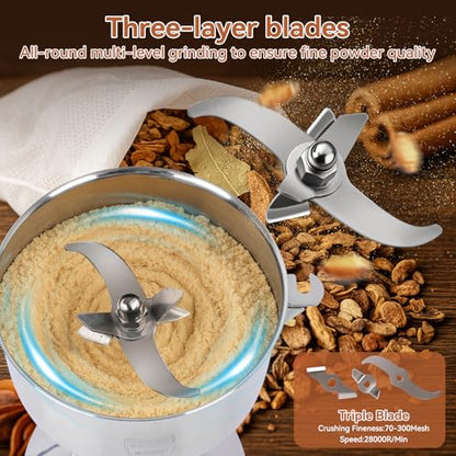 Electric Grain Mill Grinder, 2000W High-Speed 750g 304 Stainless Steel Professional grain mill for flour & Spice Grinder for Kitchen and Coffee Shop - Grinds Grains, Coffee, Dry Spices, Easy Operation - size: 750G