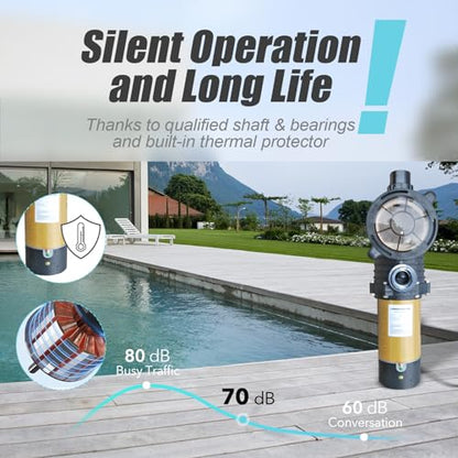 Two Speed Energy Saving Pool Pump 1.5HP 115V 5400GPH - color: Dark Gold