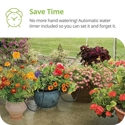 Raindrip R560DP Drip Watering System, Automatic Drip Irrigation System with Timer for Containers and Hanging Baskets, Waters up to 20 Plants, Includes 20 Drippers, Black - color: Timer, style: Container & Hanging Baskets