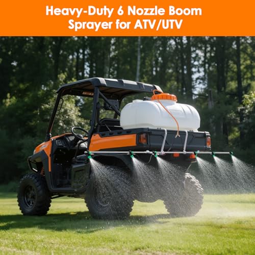 6-Nozzle Foldable Boom Sprayer with 2 Heavy-Duty Hooks– 122" Coverage for ATV/UTV, Adjustable Spray Patterns, Easy-Transport Folding Design