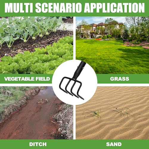 4-Tine Garden Hand Tiller Cultivator, 55" Adjustable Long Handle