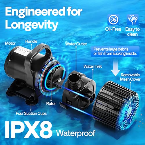 VIVOHOME 175W Pond Pump, 3000GPH Submersible Water Pump for Koi Pond - size: 3000GPH