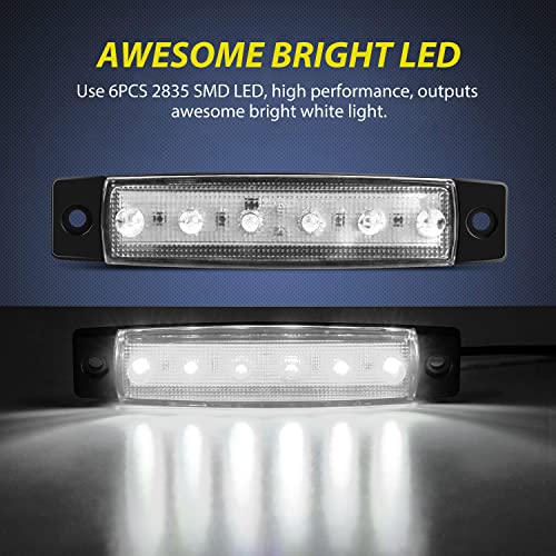Nilight 10PCS 3.8" 6LED White LED Indicator Clearance Marker Lights - color: 3.8" White 10Pcs