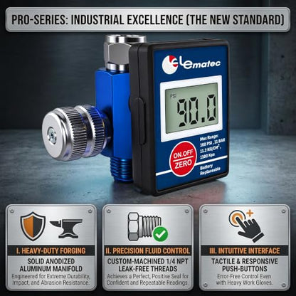 LE LEMATEC Digital Paint Gun Air Regulator with LED Gauge, 1/4 NPT - style: Pro Digital Version