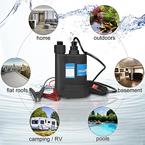 Water Pump Submersible Pump DC 12V Sump Pump 1500 GPH Utility Pump Black - size: DC-Black