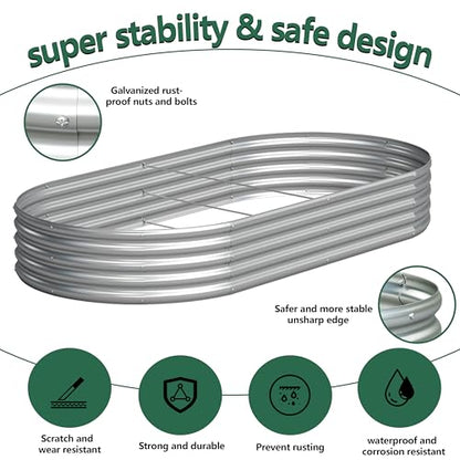 2PCS 8x4x1FT Galvanized Metal Raised Garden Bed,Outdoor Planter Box for Vegetables - size: 8x4x1(2PCS)
