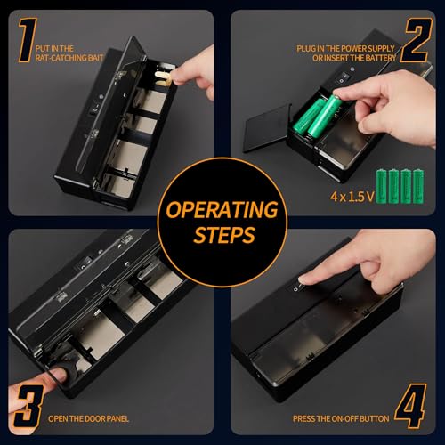 GSS Electric Mouse Trap,Smart Electronic Mouse Trap,Escape-Proof Design Mice Traps,Battery Powered with Alert Light - color: Black